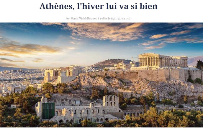 H Le Figaro «πλέκει» το εγκώμιο της χειμερινής Αθήνας